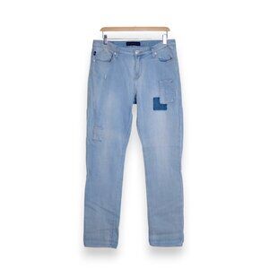 Rock & Republic Light Wash Straight Leg Patchwork Jeans Size 14